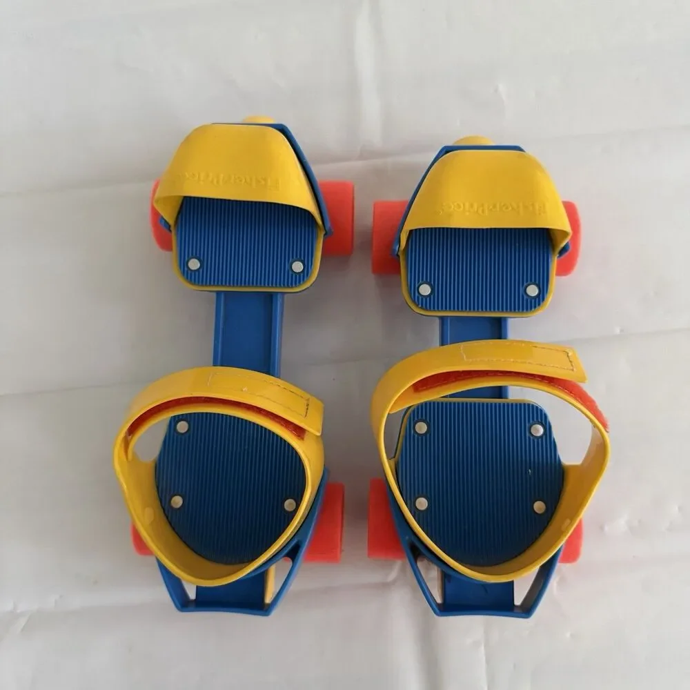 Vtg 80s Fisher Price 1-2-3 Grow With Me Roller Skates Adjustable Kids Yellow